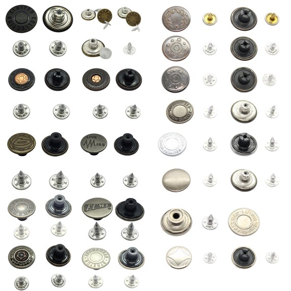 Brass Jeans Button Fasteners with Aluminium Back Pin (Pack of 10