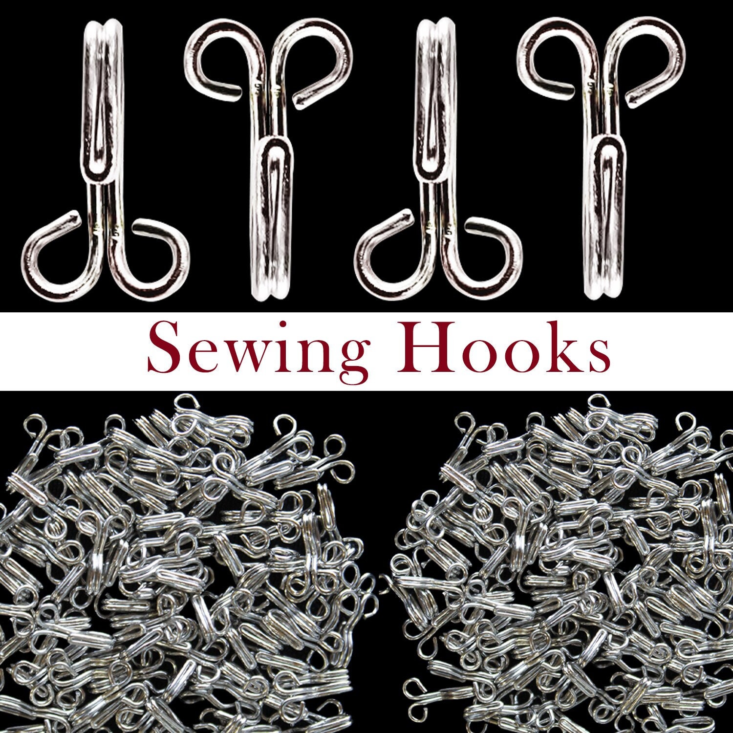 Black Bra Hook and Eye Bra Strap Sew-in Fasteners 2 Hooks 32 Mm