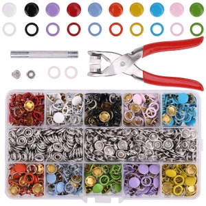 400 Sets 24-Colors Snaps Buttons with Snap Pliers, Plastic Snaps Fasteners  Kit and Tool, Plastic Snaps for Clothing ,Sewing, Crafting, Diaper 