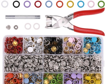 KAM Fixed Snap Fasteners Set Metal Ring Button Poppers with Plier for Baby Bibs Children's Clothing Sewing Craft Projects 9.5mm