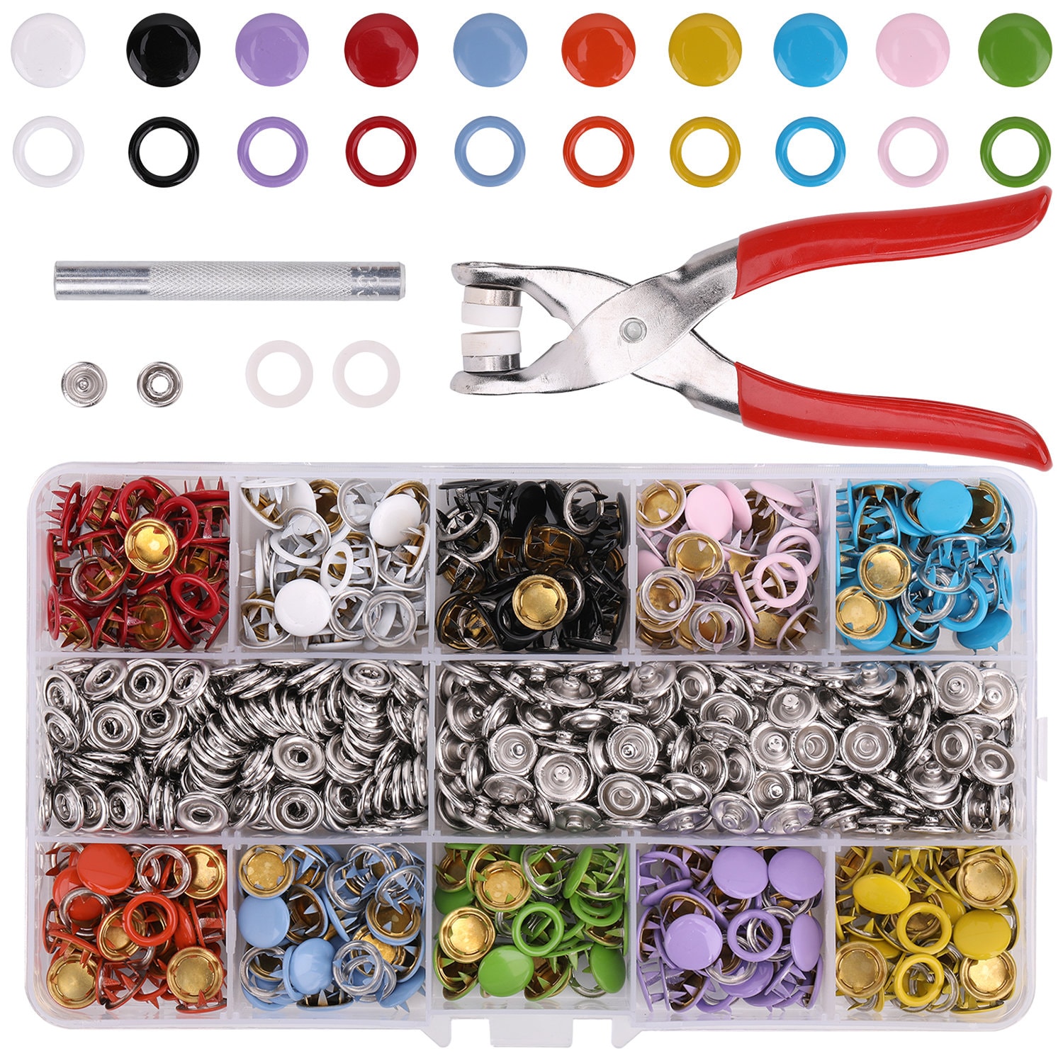 150 Sets Open Snap Button Snap Fasteners Kit Snaps Buttons Metal for Sewing  and Crafting