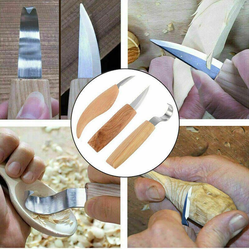 5 X Wood Carving Knife Kit Chisel Woodworking Whittling Etsy UK