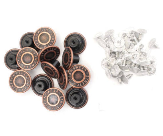BEST VALUE DENIM HAMMER ON BUTTONS 20X JEANS 19 mm BRASS COLOUR 17 mm
