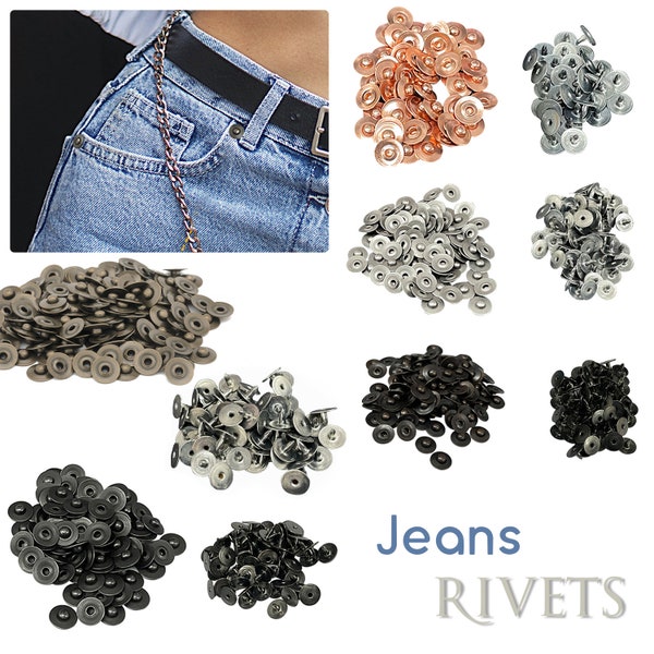 Rivets en denim pour chapeaux, boutons, rivets 7 mm pour jeans décoratifs, fixation de rivets d'artisanat du cuir