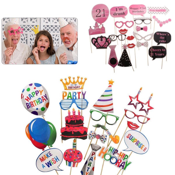 Puntelli per feste di compleanno - Photo Booth per selfie - Accessori fotografici - Articoli per feste