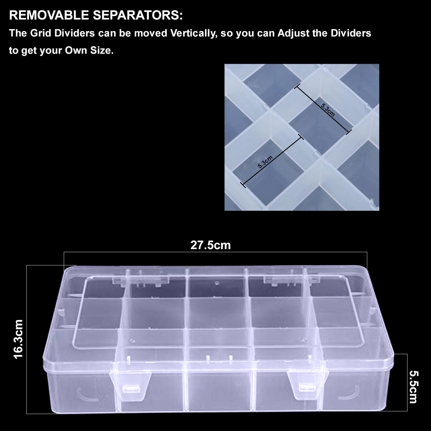  BTremary 15 Grids Clear Plastic Storage Box with
