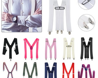 35mm Wide Men's Suspenders Braces Adjustable Y Shape Elastic Clip on Braces for Casual Formal Wear, Wedding Party, Fancy Dresses, Jeans