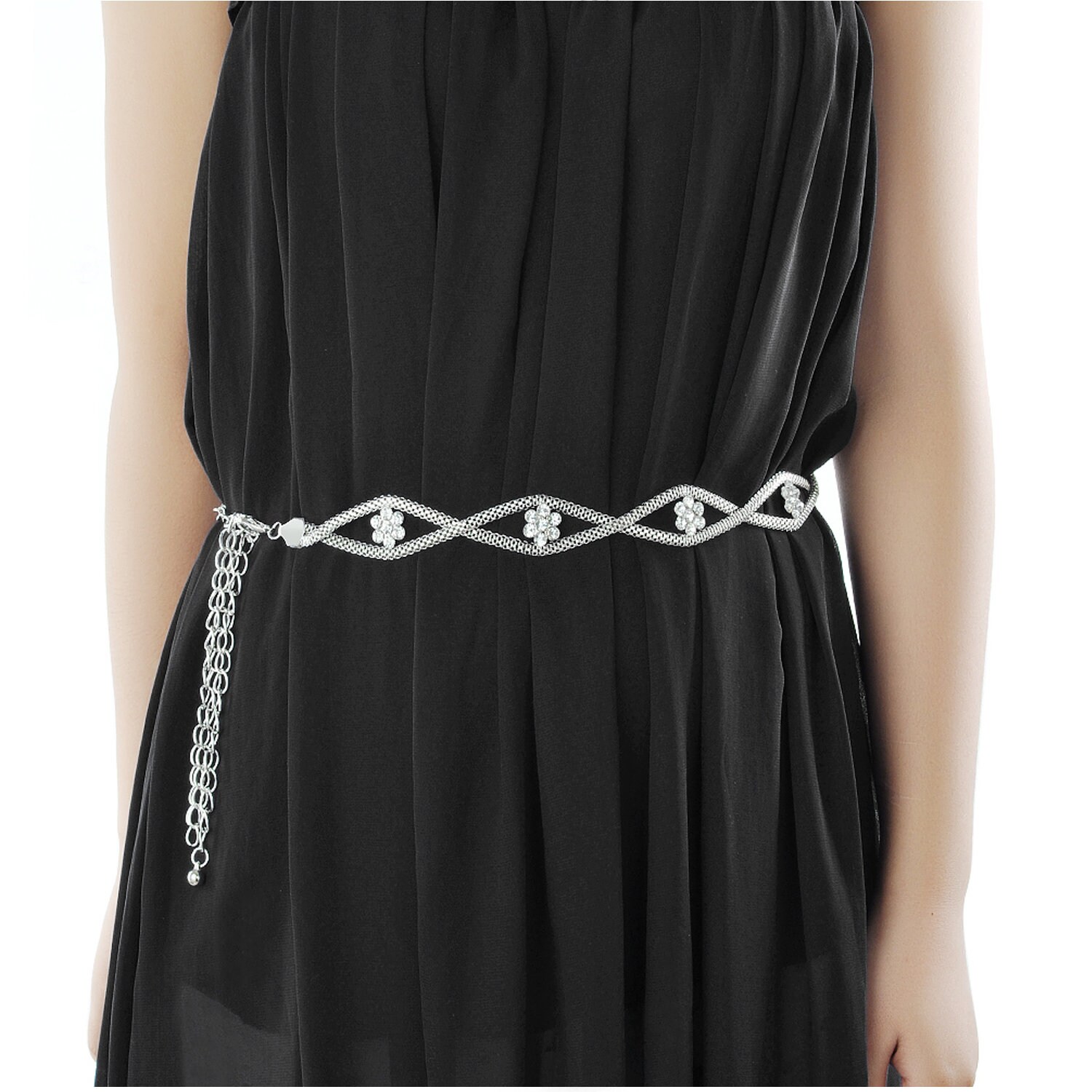 48 Womens Adjustable Silver Braided Metal Mesh Waist Chain Etsy UK