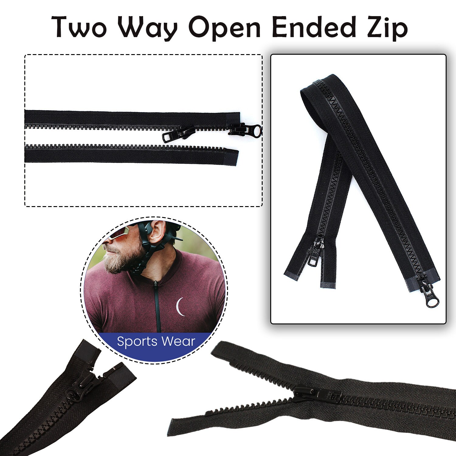 66cm YKK TwoWay Open End Zipper Heavy Duty VISLON Plastic Etsy