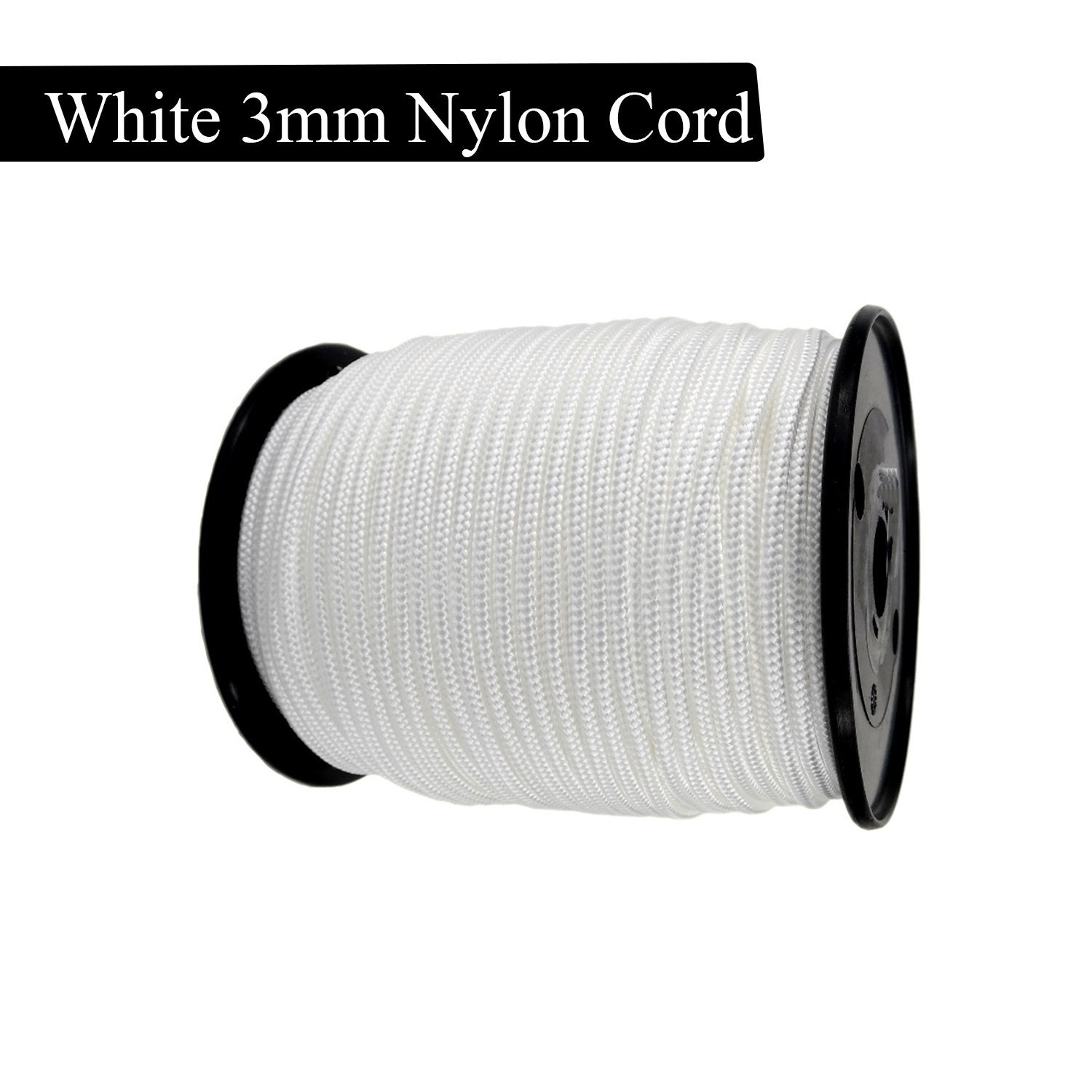Timko Ltd - 3mm White Braided Nylon Cord x 180m, Braided Nylon Twine
