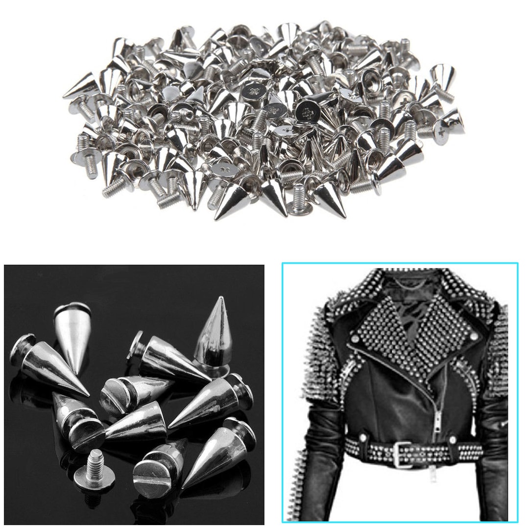 Silver Spike Screw Back Cone Studs for Jackets Arts Clothing Jeans Leather  Crafts Bags Shoes Belts Caps Handbags 