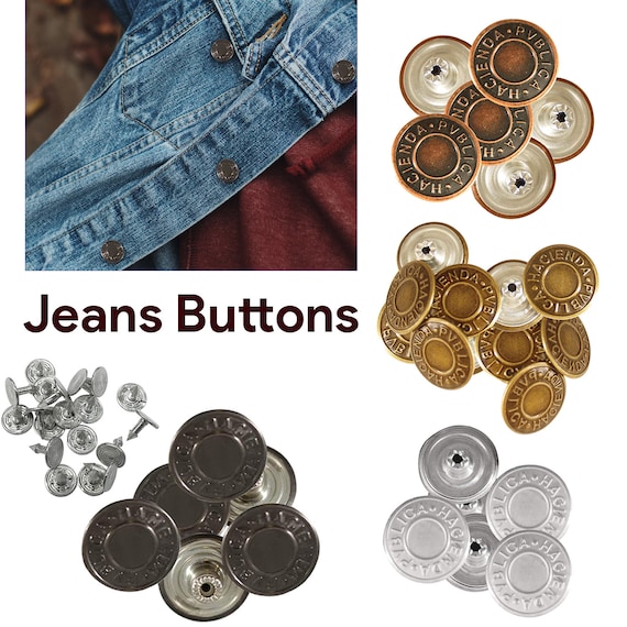 Trimming Shop Jeans Button Hammer on 14mm Brass Tack Fasteners with  Aluminium Back Pin (Gunmetal, 100pcs) 