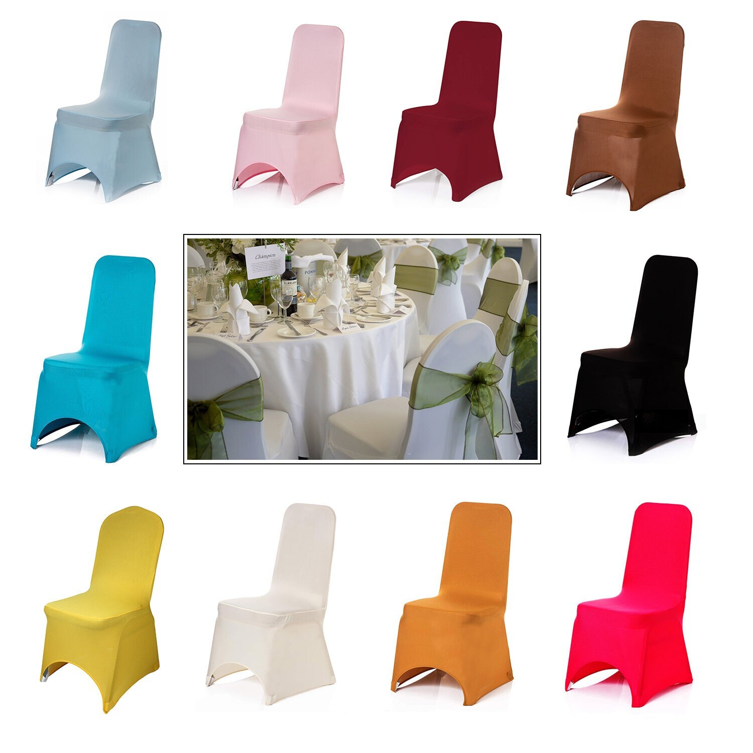 Fitted Spandex Crushed Velvet Stretchable Banquet Chair Cover