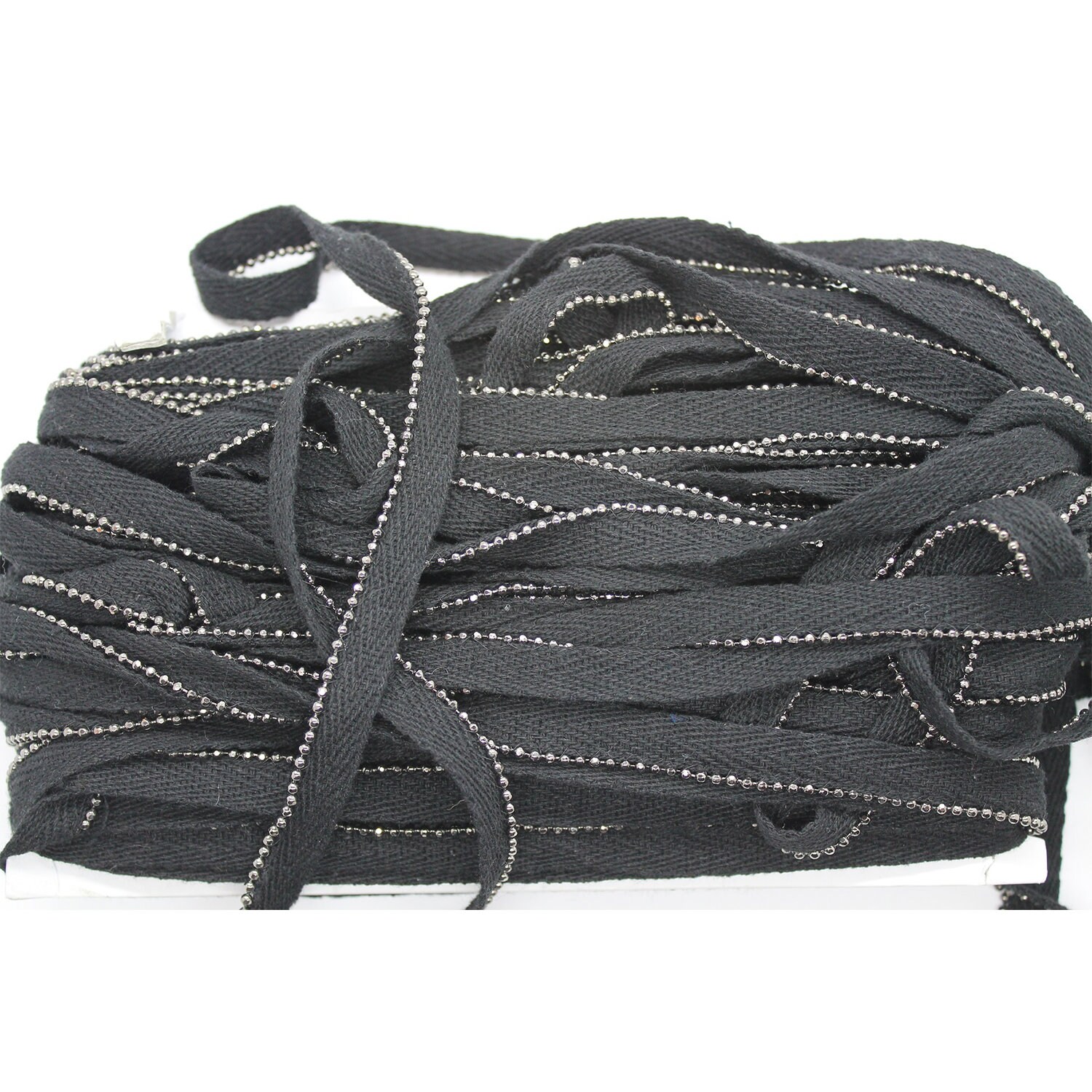 8mm Flat Hoodie String With Black Metal Stoppers, Flat Drawstrings