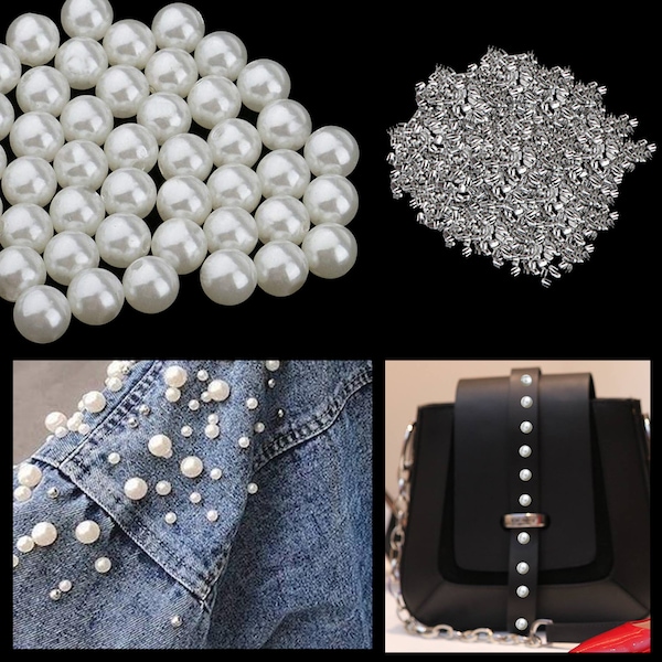 Pearl Rivets Studs Round Rivets With Claw Nail Studs for Embellishment Clothing, Bags, Leathercrafts, Shoes Decoration, Jewelry Making