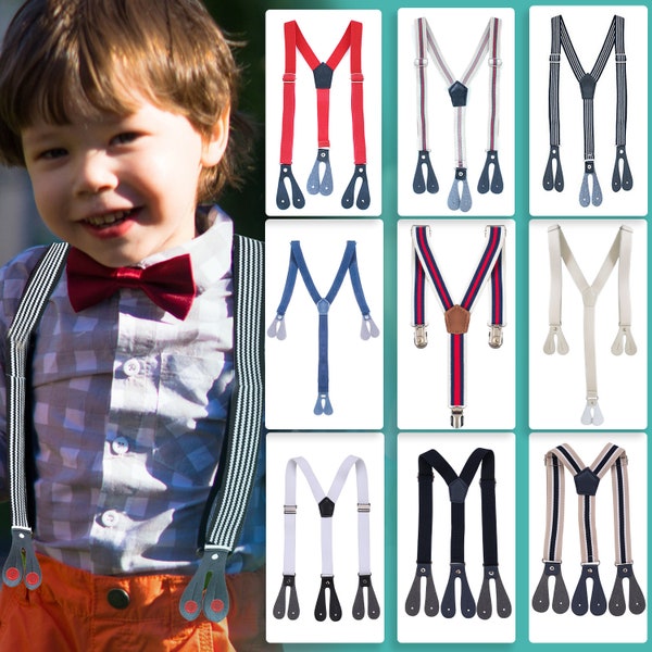 20mm Kids Suspender Braces, Y Shape Button Hole, Children Braces, Adjustable Stretchable Elastic, Washable Braces