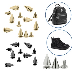170 Pieces Multiple Sizes Cone Spikes Screwback Studs Rivets Large Medium  Small Metal Tree Spikes Studs for Punk Style Clothing Accessories DIY Craft  Decoration (Silver) : : Home
