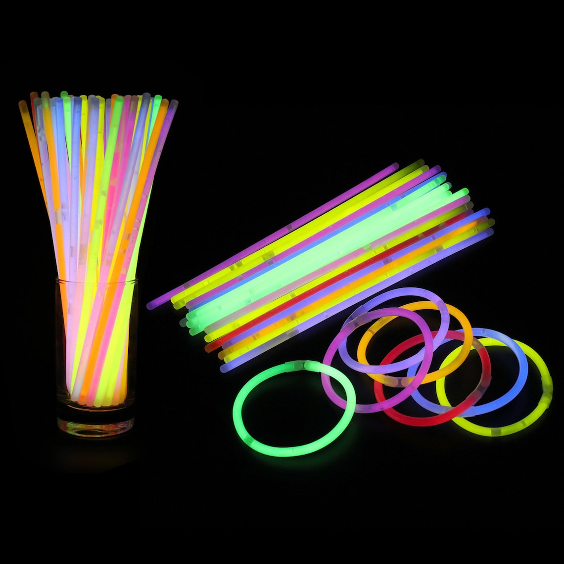 Neon Light Glow Sticks Party Pack Glow Sticks With Connector Etsy