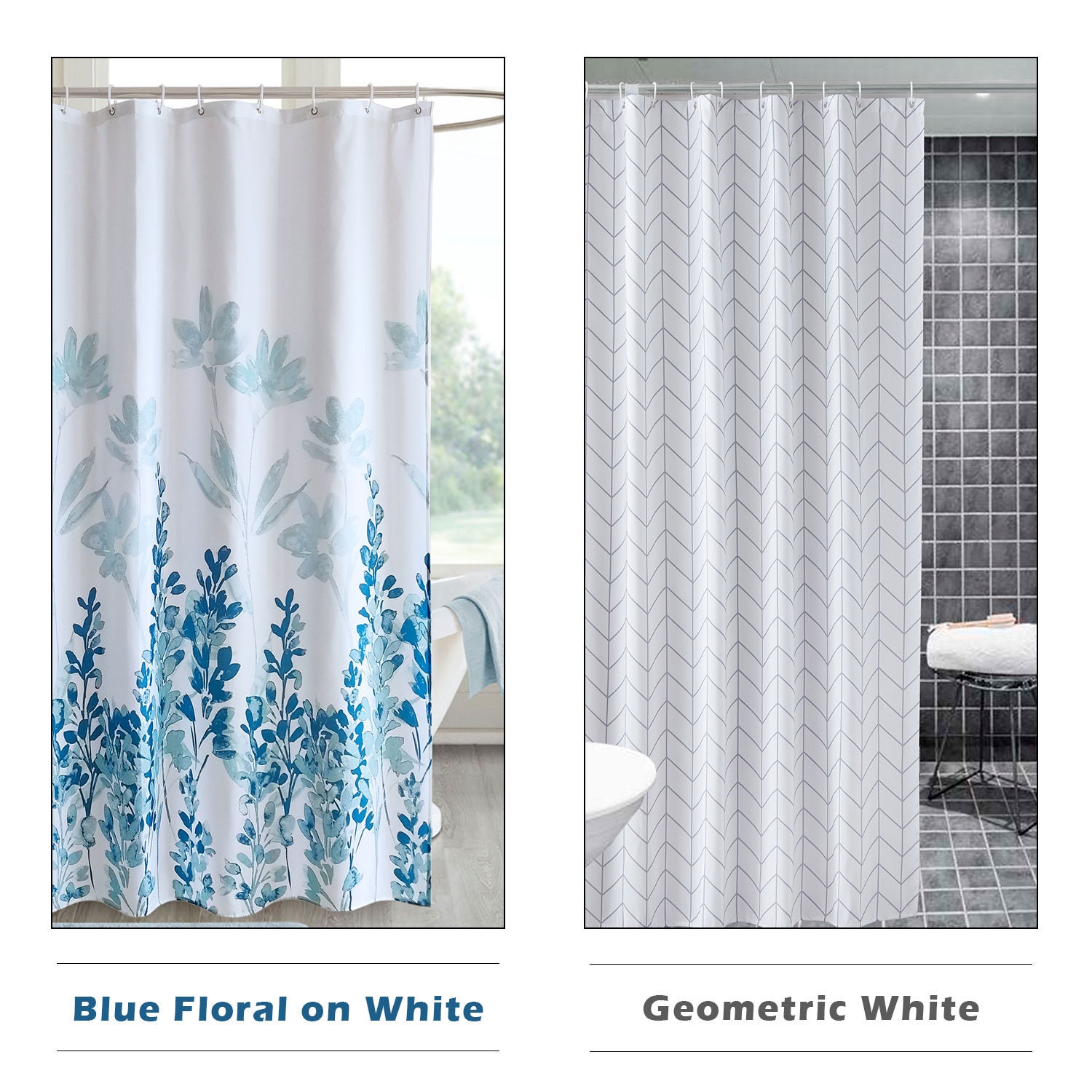 Printed Shower Curtain Waterproof Polyester Fabric Bathroom Etsy