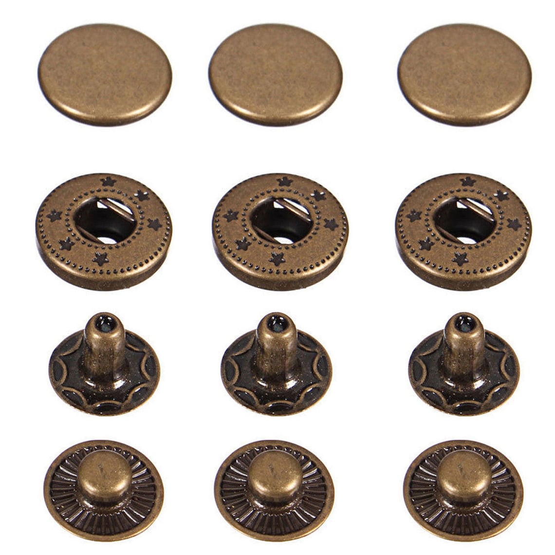 15mm Press Studs S Spring Bronze Press Studs Snap Fastener Etsy