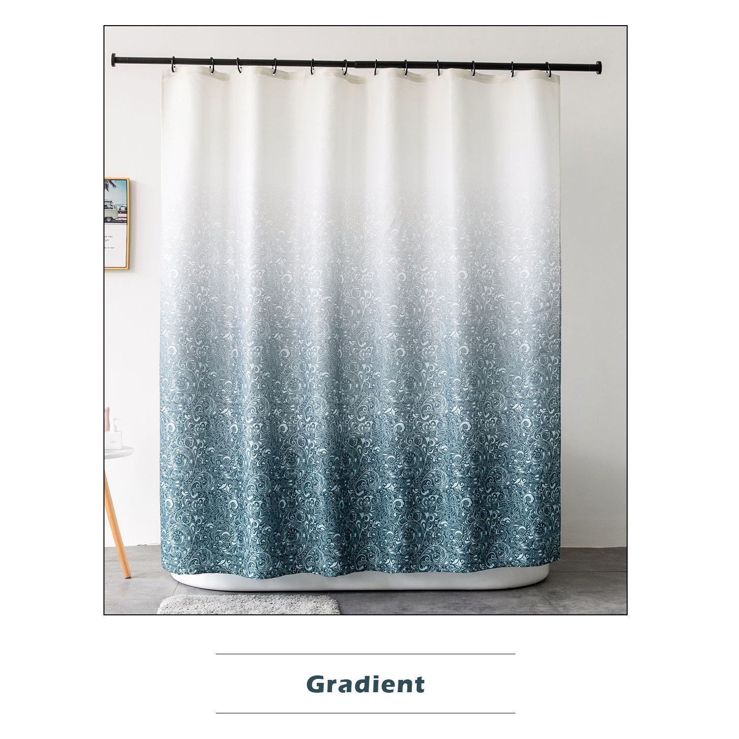 Printed Shower Curtain Waterproof Polyester Fabric Bathroom Etsy