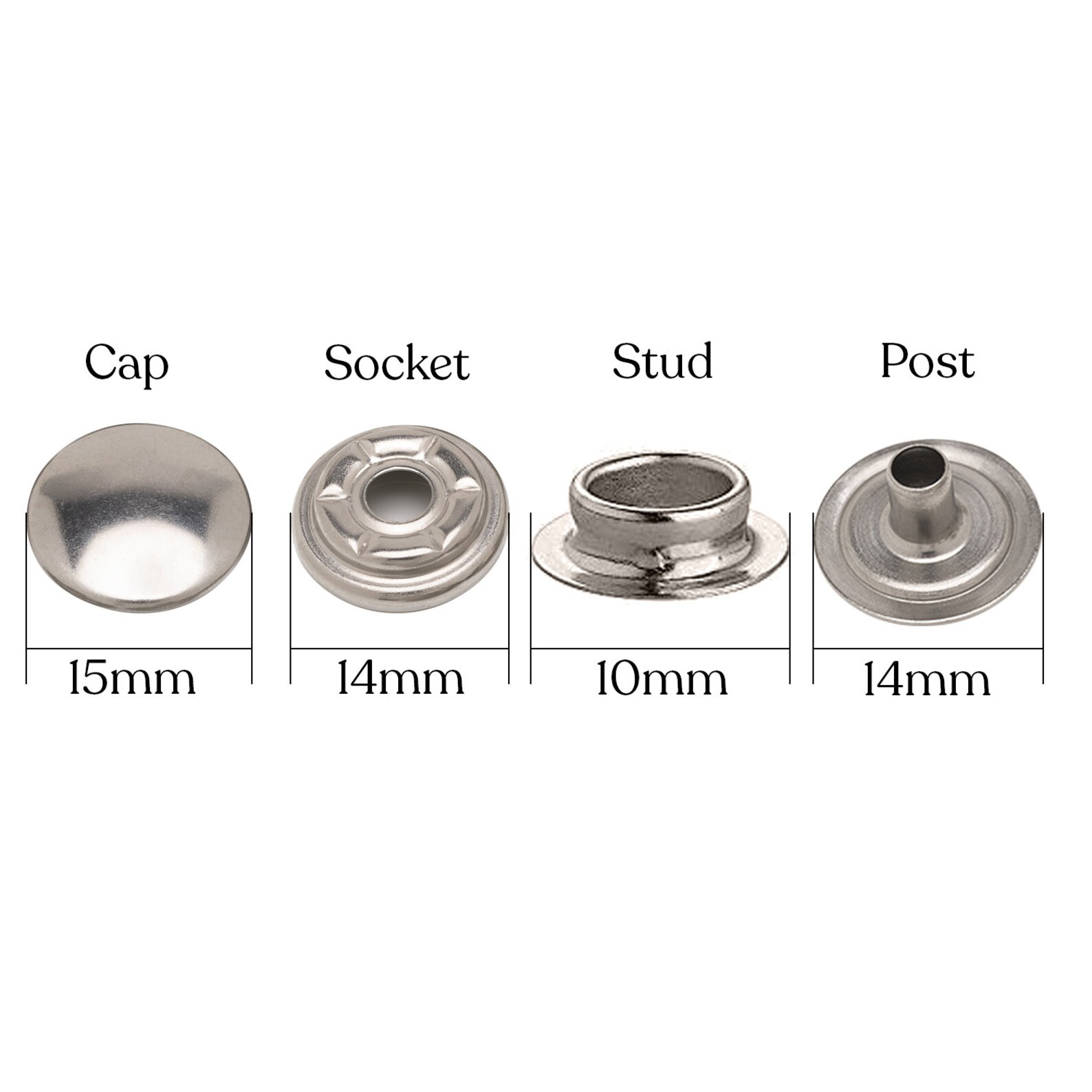 15mm PRYM Press Studs Stainless Steel Snap Fasteners Nosew Etsy