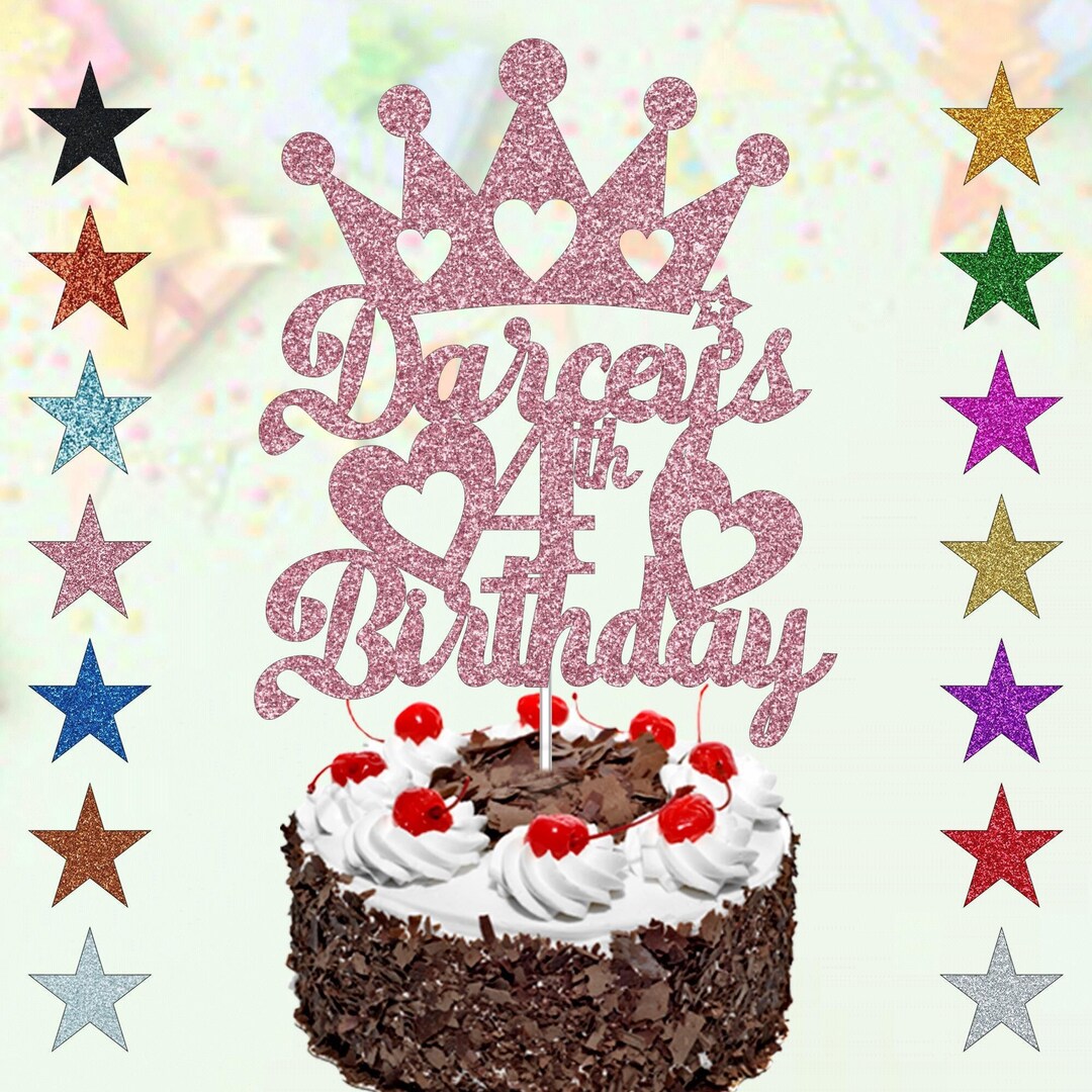 Personalised Happy Birthday Crown Cake Topper With Heart Design ...