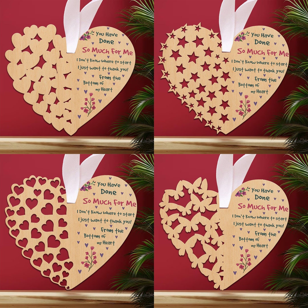 Thank You Wooden Heart Plaque for Boys Girls Friends Men Women Gift for ...