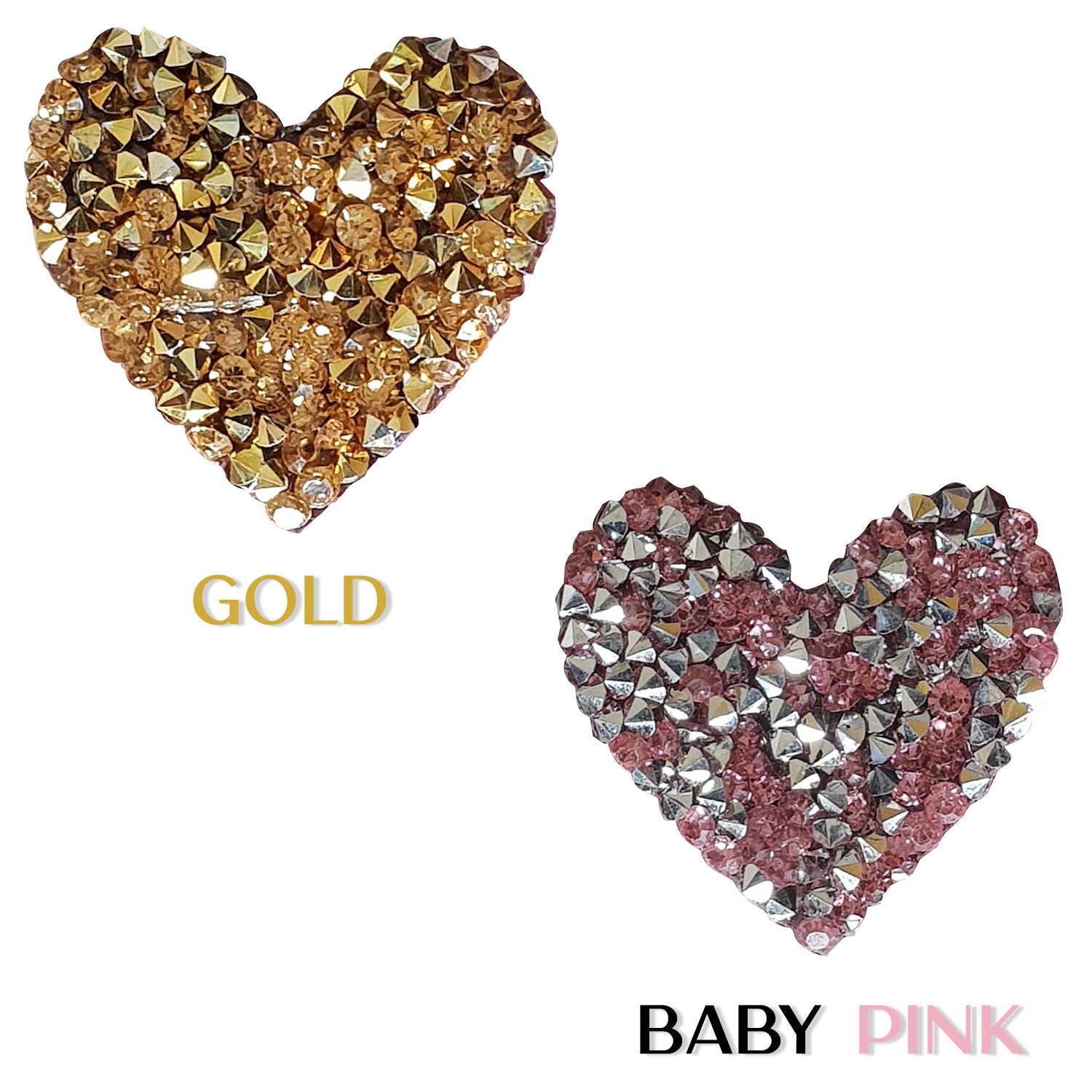 Set De 6 Parches De Strass En Forma De Corazón FINGERINSPIRE - Rosa, Amarillo, Azul, 70x61 Mm, Para Planchar En Ropa, Bolsos