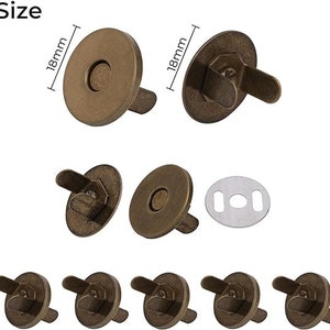 Magnetic Snaps Clasps Double Rivet Closures with 2 Metal Backing Washers Round Fasteners Clasps Stud Button for Purse, Bags, Clothes, Crafts zdjęcie 7