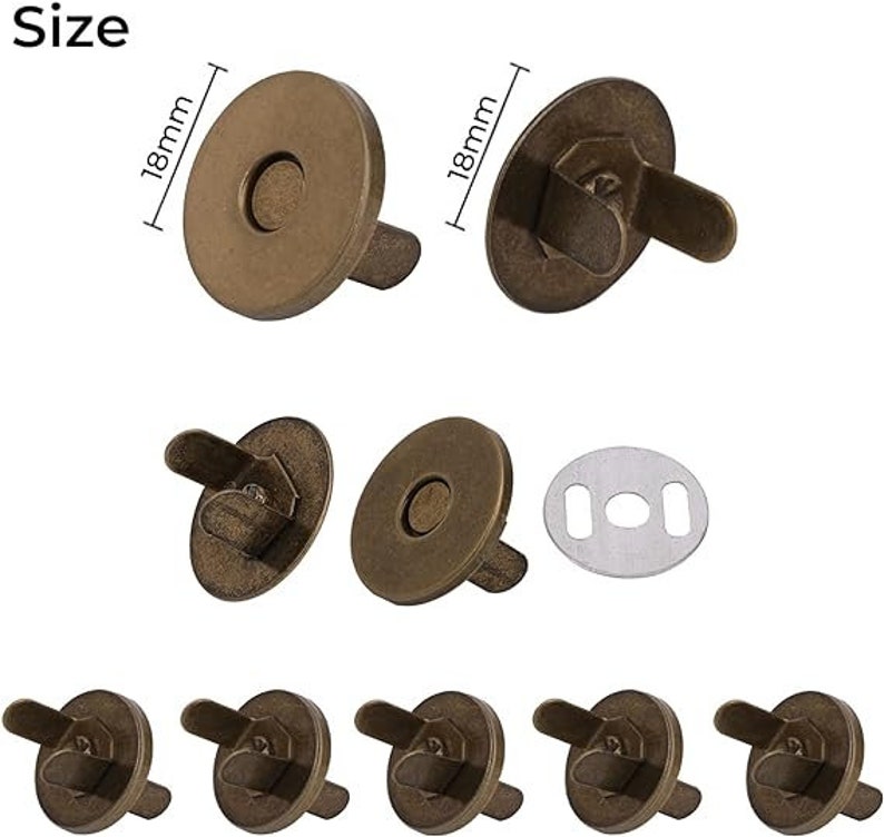 Magnetic Snaps Clasps Double Rivet Closures with 2 Metal Backing Washers Round Fasteners Clasps Stud Button for Purse, Bags, Clothes, Crafts zdjęcie 7