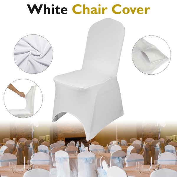 White Chair Covers 220GSM Premium Quality Stretchable Polyester Slipcovers Wedding Chair Cover for Wedding, Event, Banquet, Party Decoration