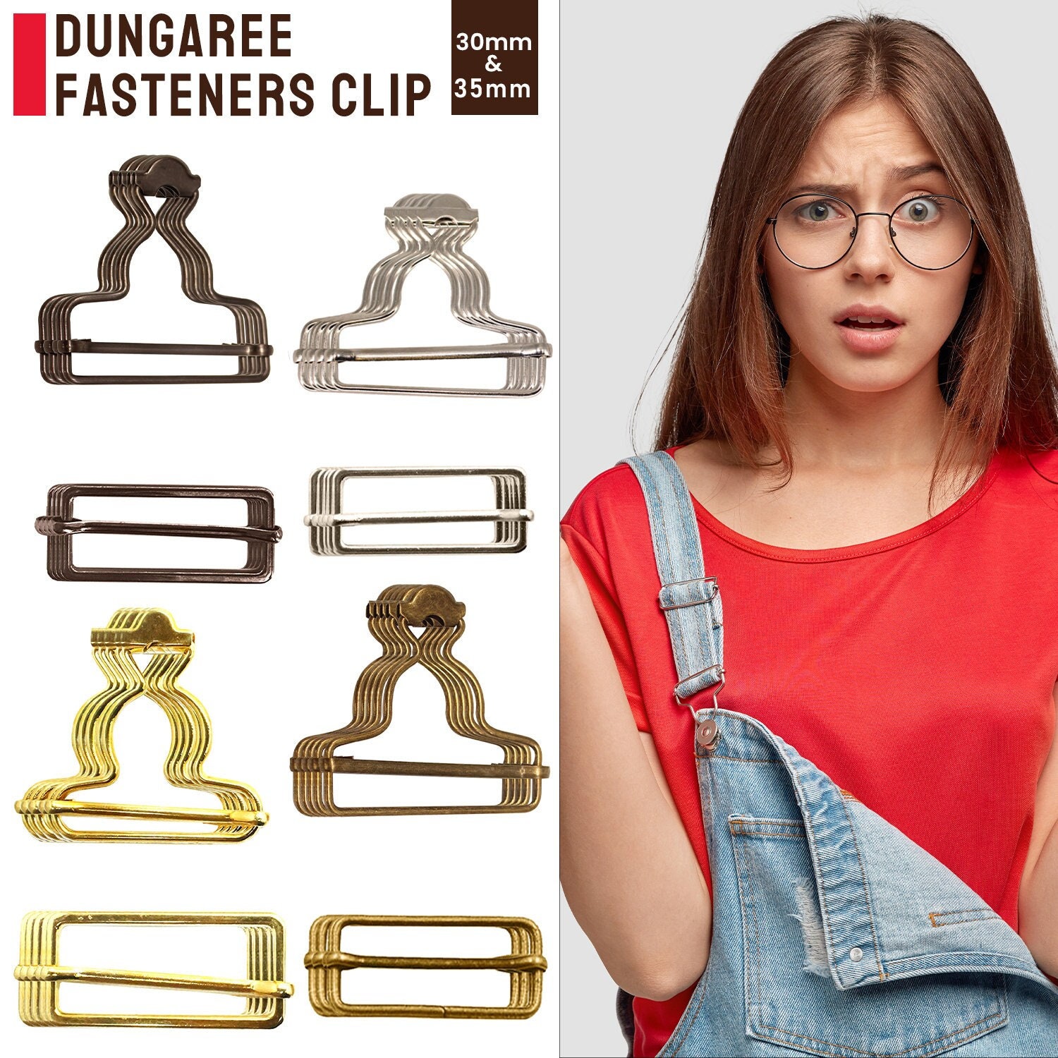 1 Set of Overall Clips Replacement DIY Overalls Dungaree Belt Fasteners  Tri-glide Buckles