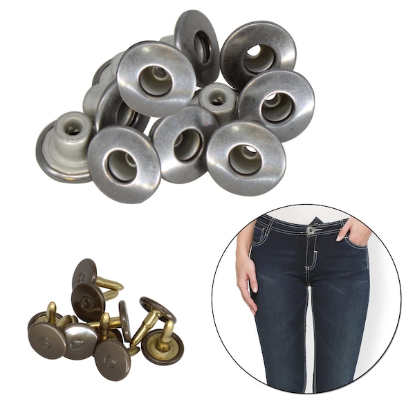 Boutons de jeans en laiton bronze à canon de 14 mm attaches de clou avec broche arrière pour la réparation de vêtements, denims