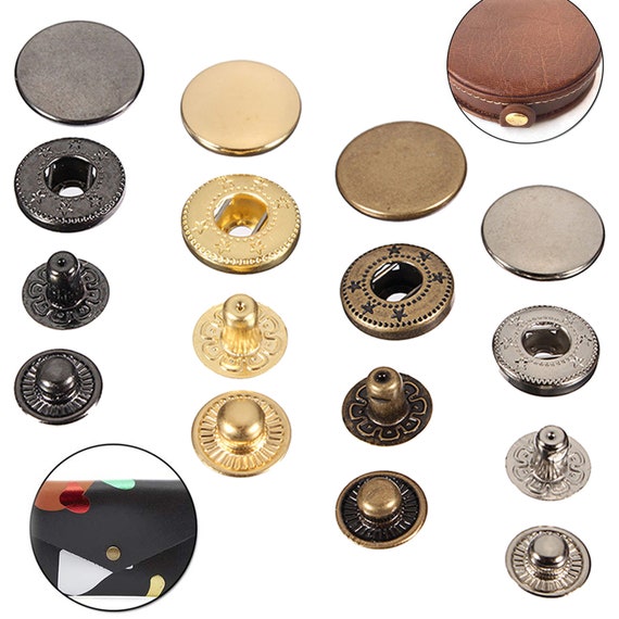 Snap Fasteners S-spring 4 Parts Press Studs Button Fasteners for  Leathercraft, Sewing, Jackets, Shirts, Fabric, Repair, DIY Projects, 17mm 