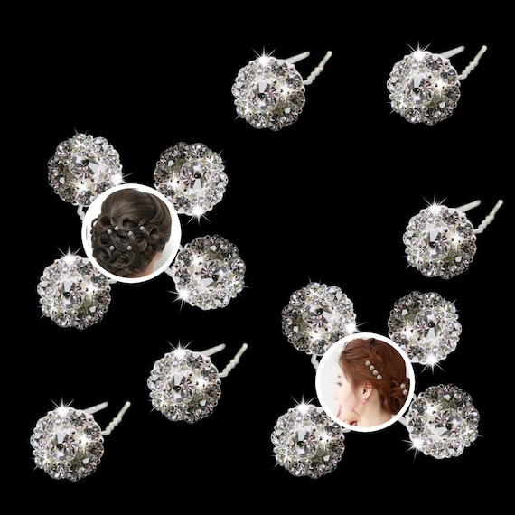 20 x Pearl Flower Rhinestone Crystal Diamante Wedding Bridal Prom Hair Pins