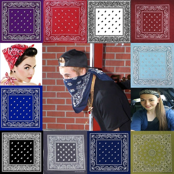 Femmes Hommes Vêtements De Mode Coton Bandana Écharpe pour Cou Bracelet Bandeau Bandeau Accessoire Décor DIY