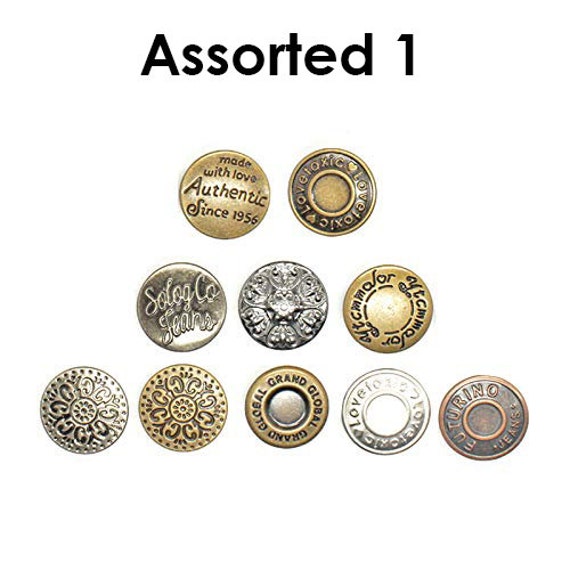 50pcs 17mm Hammer On Mixed Metal Jean Buttons Studs DIY Denim Jackets Trousers