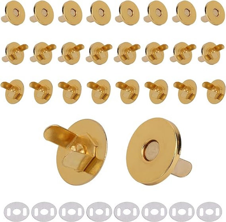 Magnetic Snaps Clasps Double Rivet Closures with 2 Metal Backing Washers Round Fasteners Clasps Stud Button for Purse, Bags, Clothes, Crafts zdjęcie 3