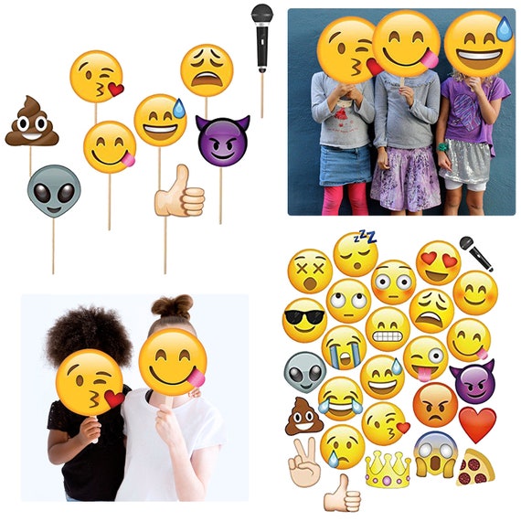 Selfie Photo Booth Emoji Funny Reaction Tag Party Props - Etsy