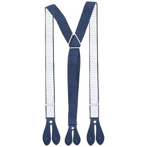 Men's Suspenders 25mm Y Shape Navy with White Dots Elastic Braces for Wedding, Fashion Accessory, Trousers, Denims, Formal & Casual Wear zdjęcie 3