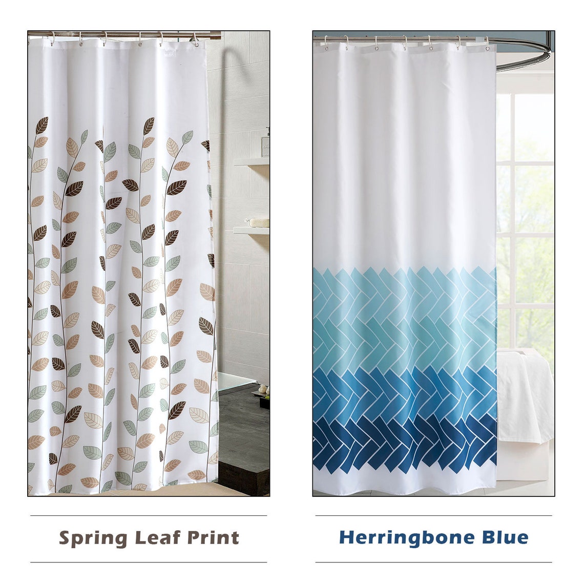 Printed Shower Curtain Waterproof Polyester Fabric Bathroom Etsy