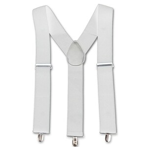 Men's Suspenders Braces 50mm Wide Adjustable Elastic Braces Clip on Suspenders for Casual Formal Wear, Wedding Party, Jeans, Trousers White