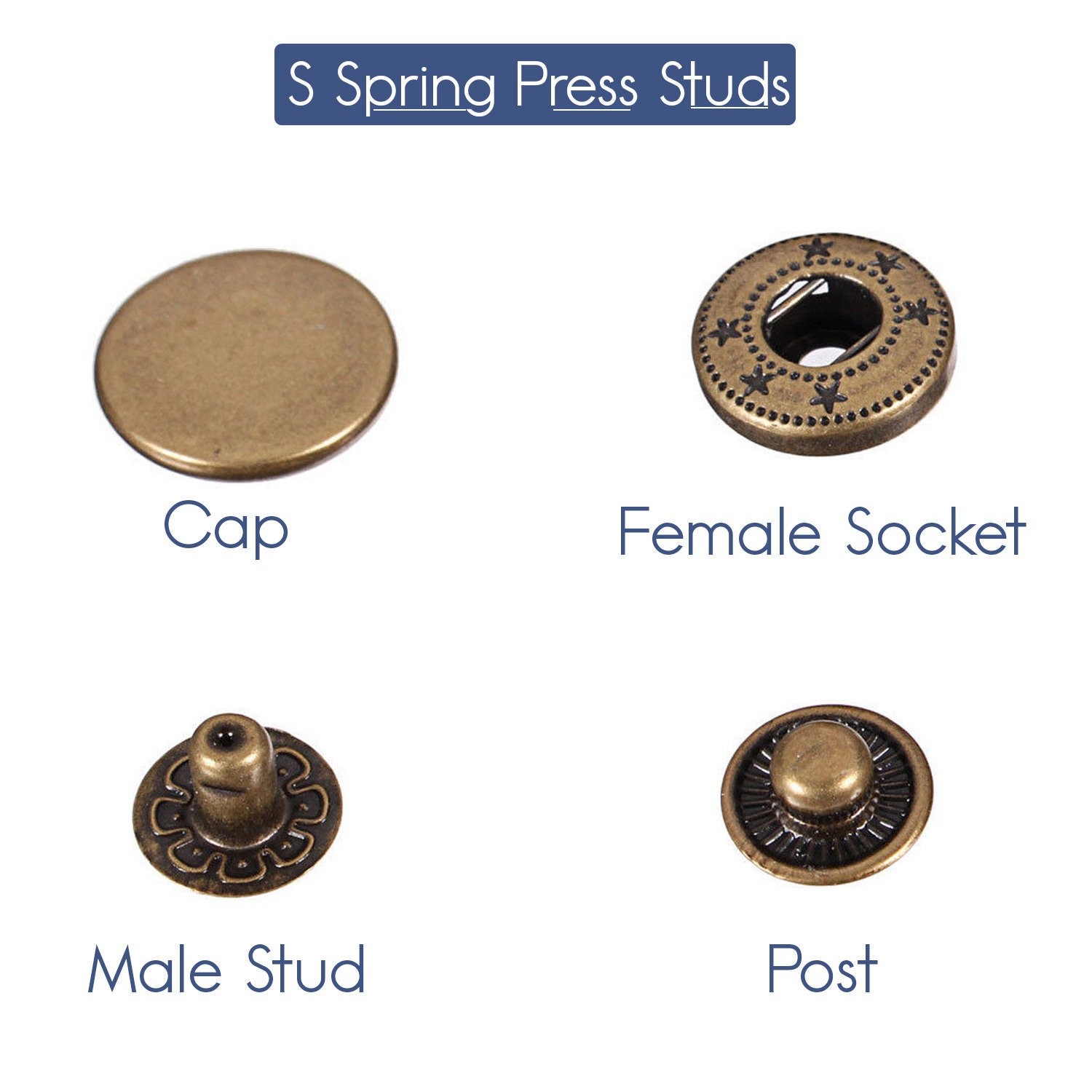 15mm Press Studs S Spring Bronze Press Studs Snap Fastener Etsy