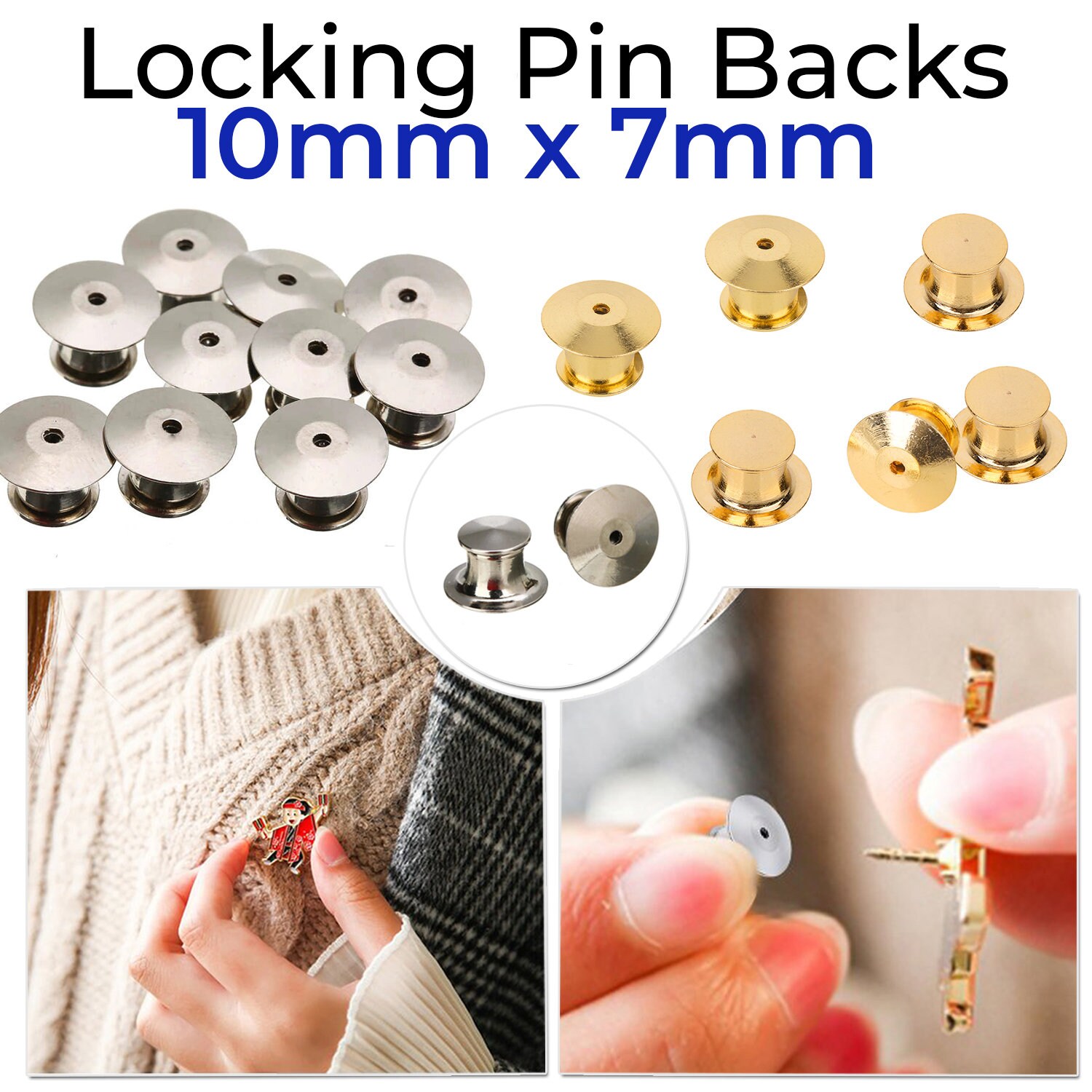 Rad Backs! Magnetic Locking Pin Backs - Pack of 10 - magnetic pin back -  enamel pin locking pin back - turn pins into magnets