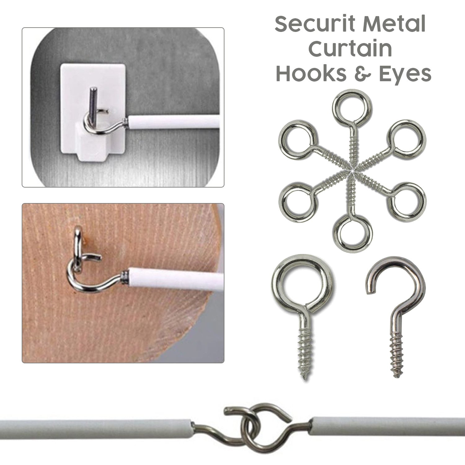 Securit Curtain Wire Hooks & Eyes For Window Net Cable Cord Etsy