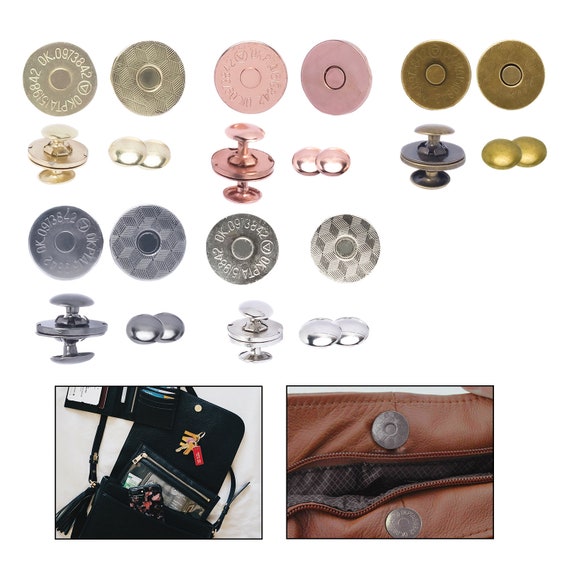 Gold (18mm) Magnetic Clasp Metal Snap Fastener Button Closure with 2  Backing Washers, 10pcs 