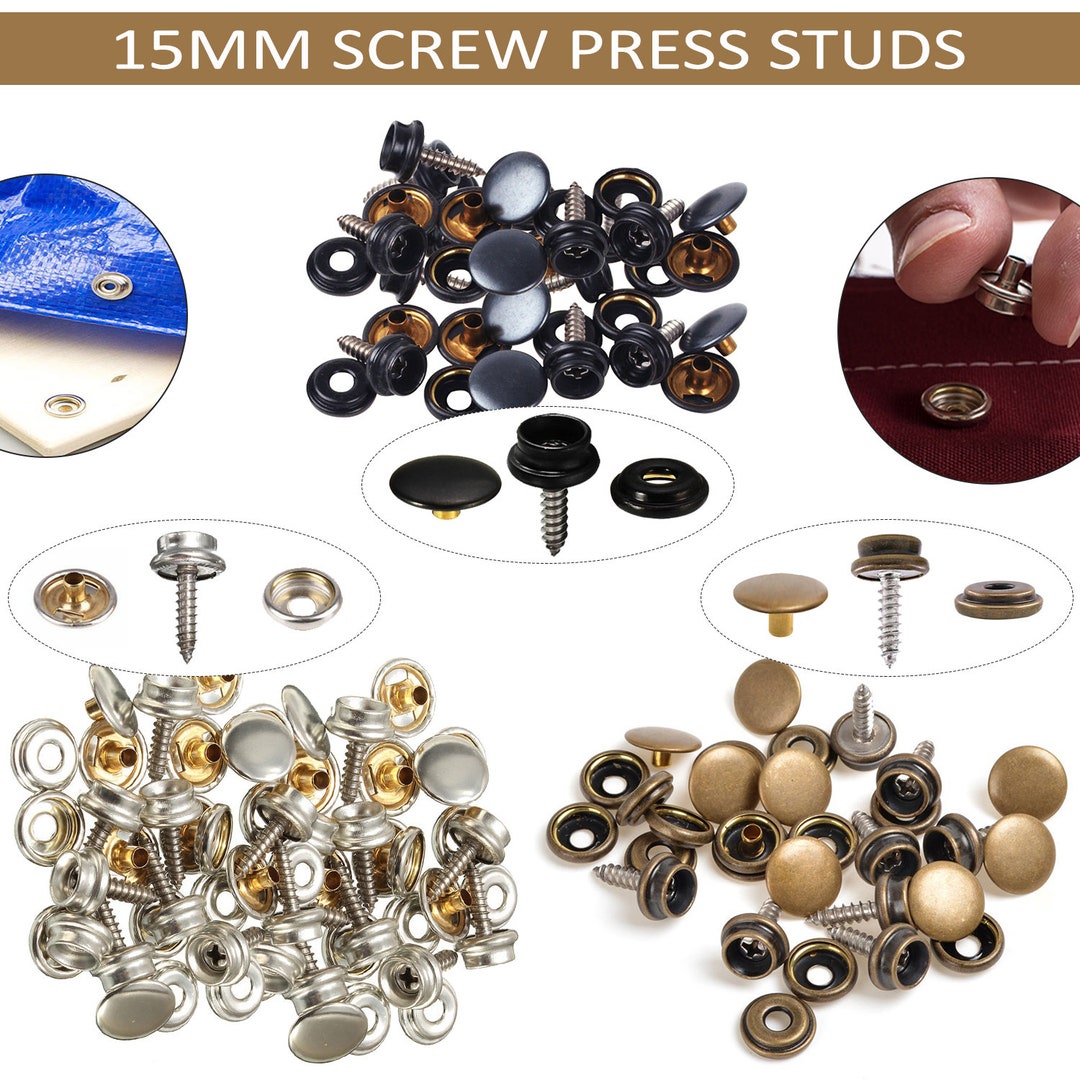15mm Snap Fasteners Screw Press Studs Canvas Snaps Kit Screws Etsy