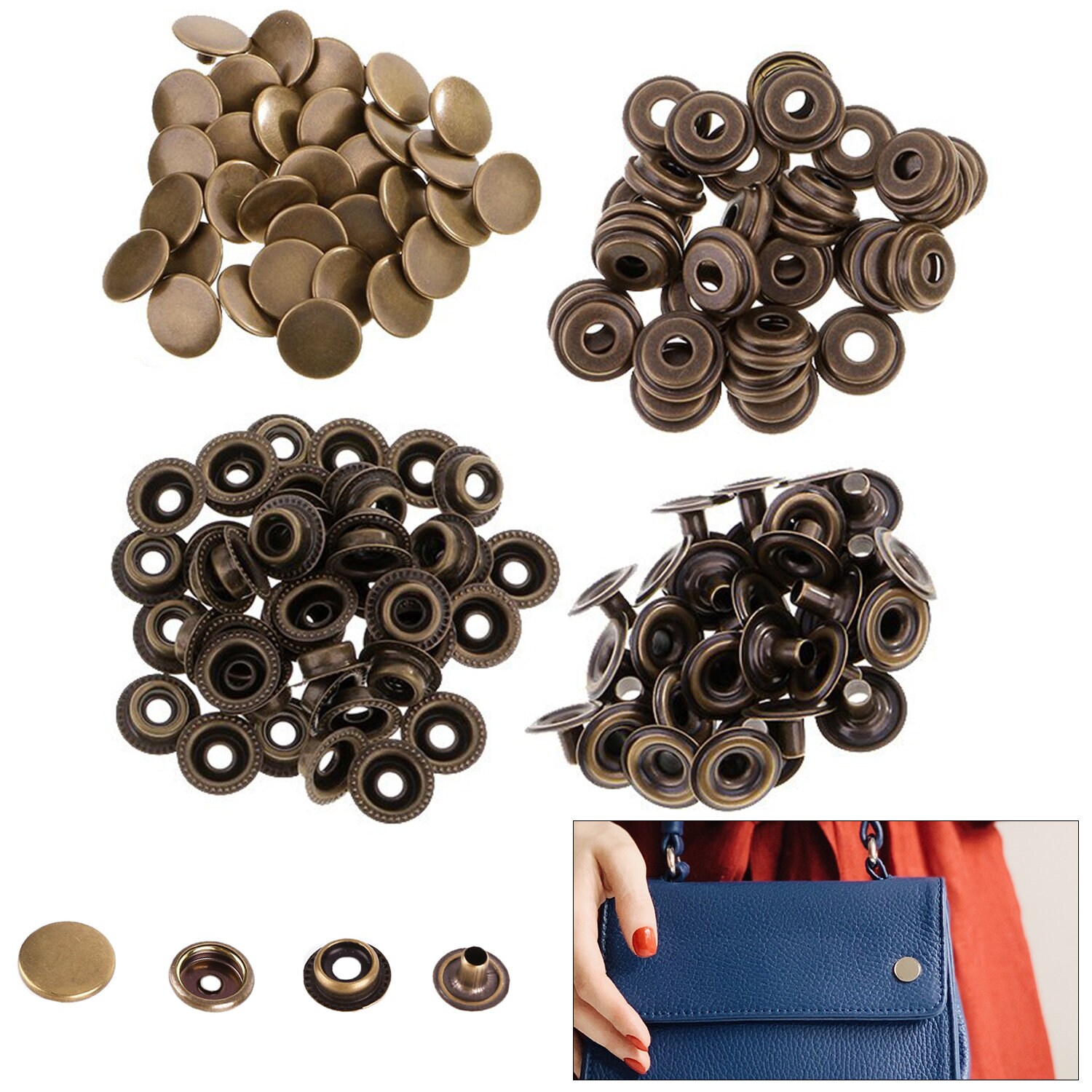 Generic 120 Set Leather Snap Fasteners Kit 12.5mm Metal Button Snaps