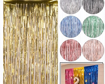 Tinsel Foil Fringe Curtains Glitter Metallic Tinsel Curtains Hanging Streamers for Birthday Party Decoration Wedding Photo Backdrop